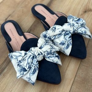 Margaux Navy and White Floral Mules